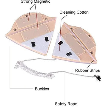 Stergator magnetic geamuri ABS / Bumbac 16 x 13.5 cm