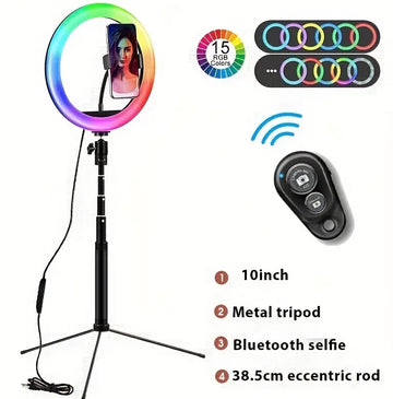 Lampa circulara RGB 10 inch cu telecomanda si trepied