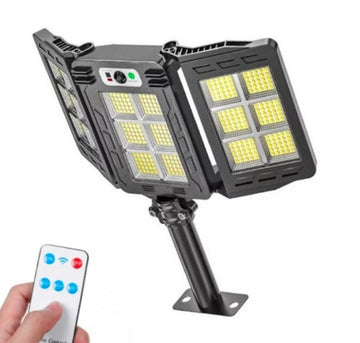 Lampa solara stradala tripla cu telecomanda si picior de sustinere 360 LED W7866