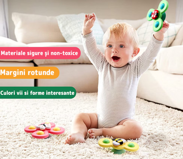 Set 3 jucarii interactive bebelusi, figurine jucause cu ventuza