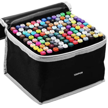 Set 120 de Carioci cu varf dublu si geanta de depozitare inclusa