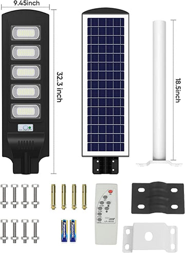 Lampa solara 1500W stradala cu senzor de mișcare si telecomanda