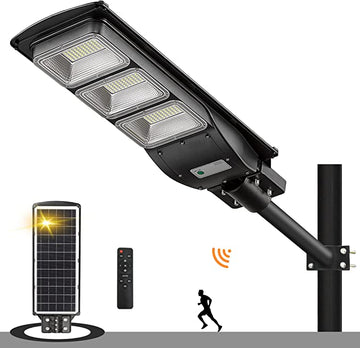 Lampa solara cu 500W, lumina solara de exterior 6000lm si senzor de miscare