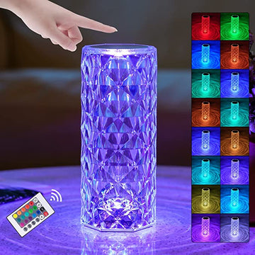 Lampa de masa Crystal Diamond ,Functie atingere, lumini ambientale LED RGB